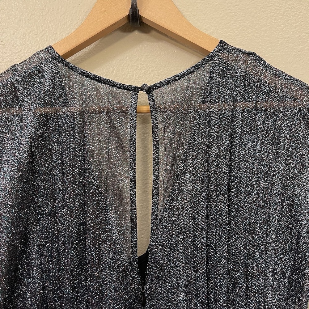 Anthropologie Moulinette Soeurs Pleated Metallic Dress Party Celestial Size 8 - Picture 10 of 14